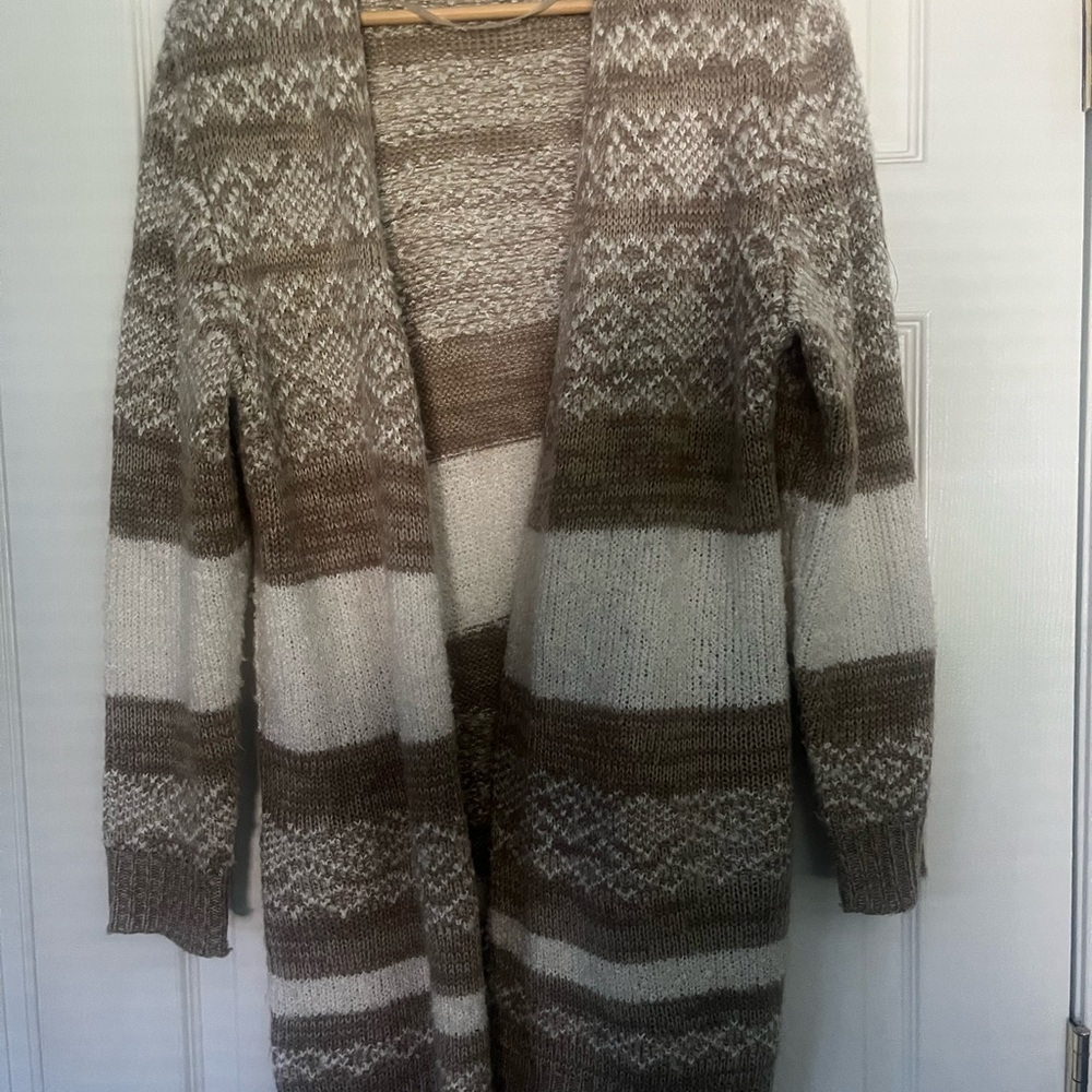 Macy's Brown and Cream Nordic Cardigan Sweater